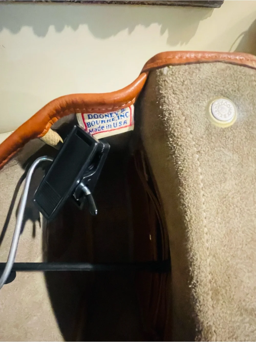 Dooney & Bourke  AWL CarrierTan and Taupe Leather Crossbody Satchel